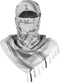 Explore Land Cotton Shemagh Keffiyeh Tactical Desert Scarf Neck Head Wrap with Tassel for Men Women