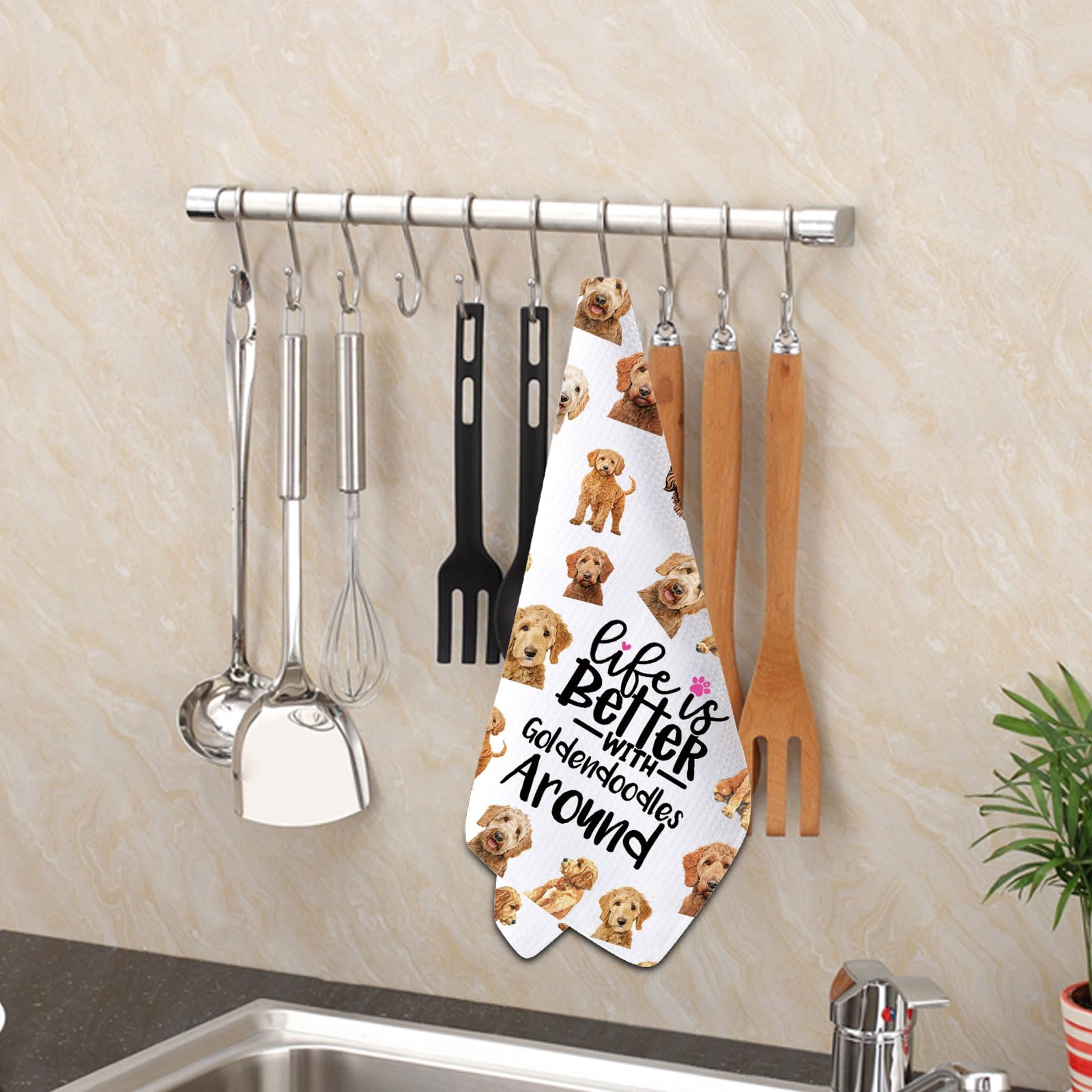 Lustige Hunde-Handtücher Mit Gold-Kritzelei – Weiche Küchentücher Für Herbst, Weihnachten & Als Deko