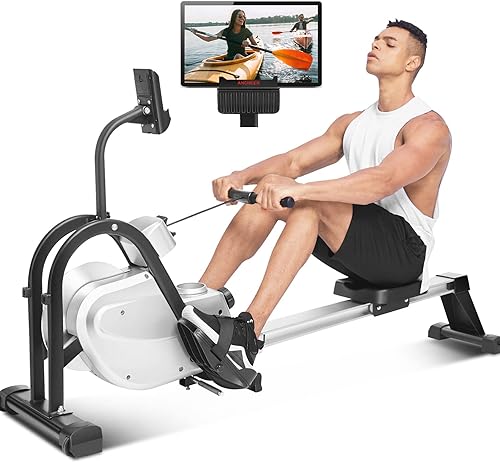 ANCHEER Rowing Machines Foldable, Magnetic Rowing Machines for Home Use with LCD Monitor, 10 Level Resistance, Folding Rower Machine Comfortable