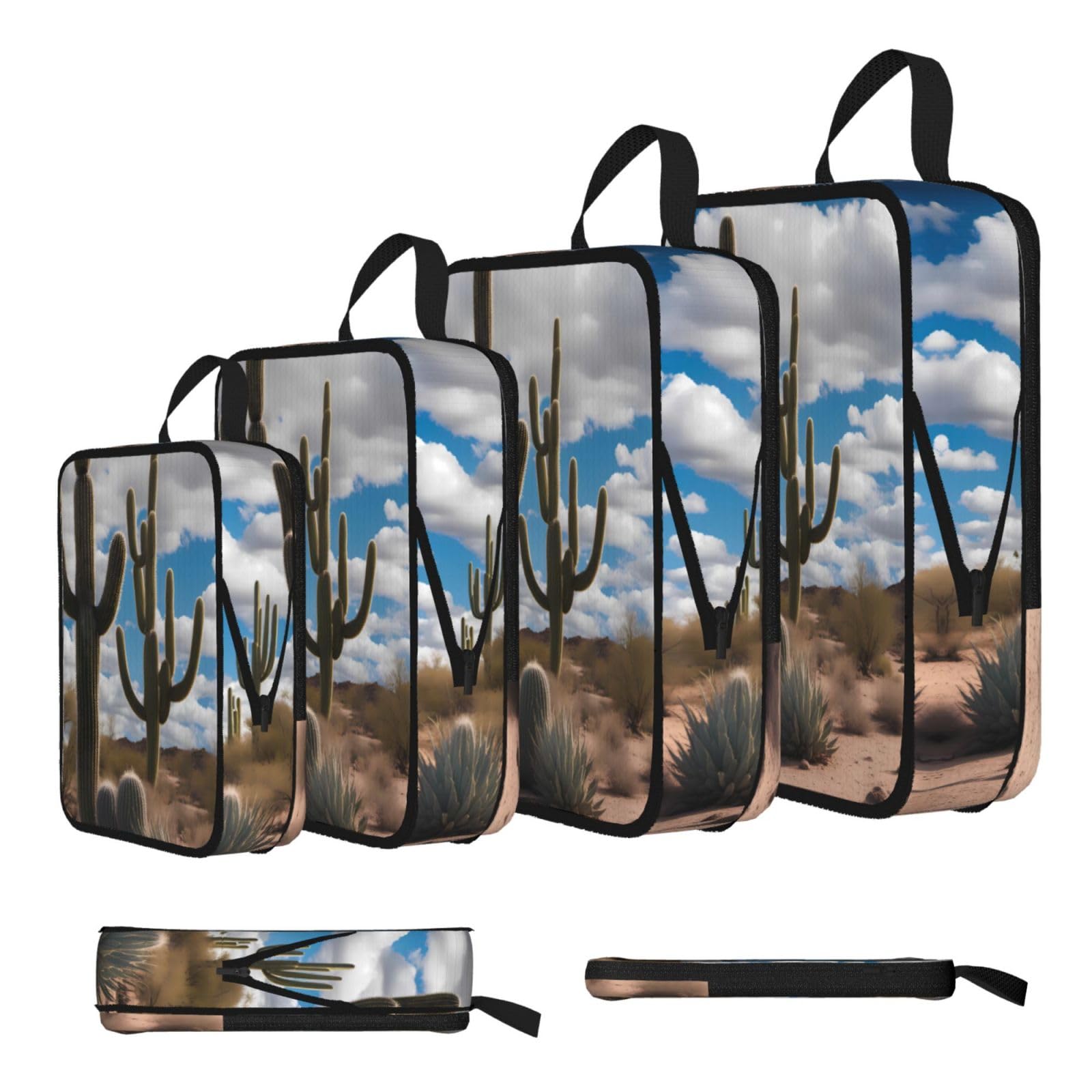 Sxzvvbn Black Lots Of Cactus Compression Packing Cubes 4 Piece Set