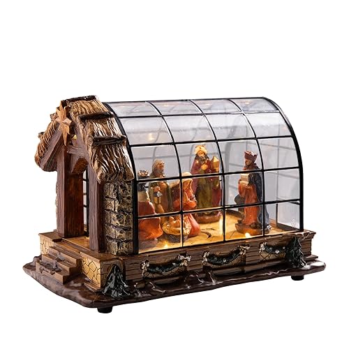 MUMTOP Lighted Christmas Village Nativity, Holy Family Nativity Figurine Set