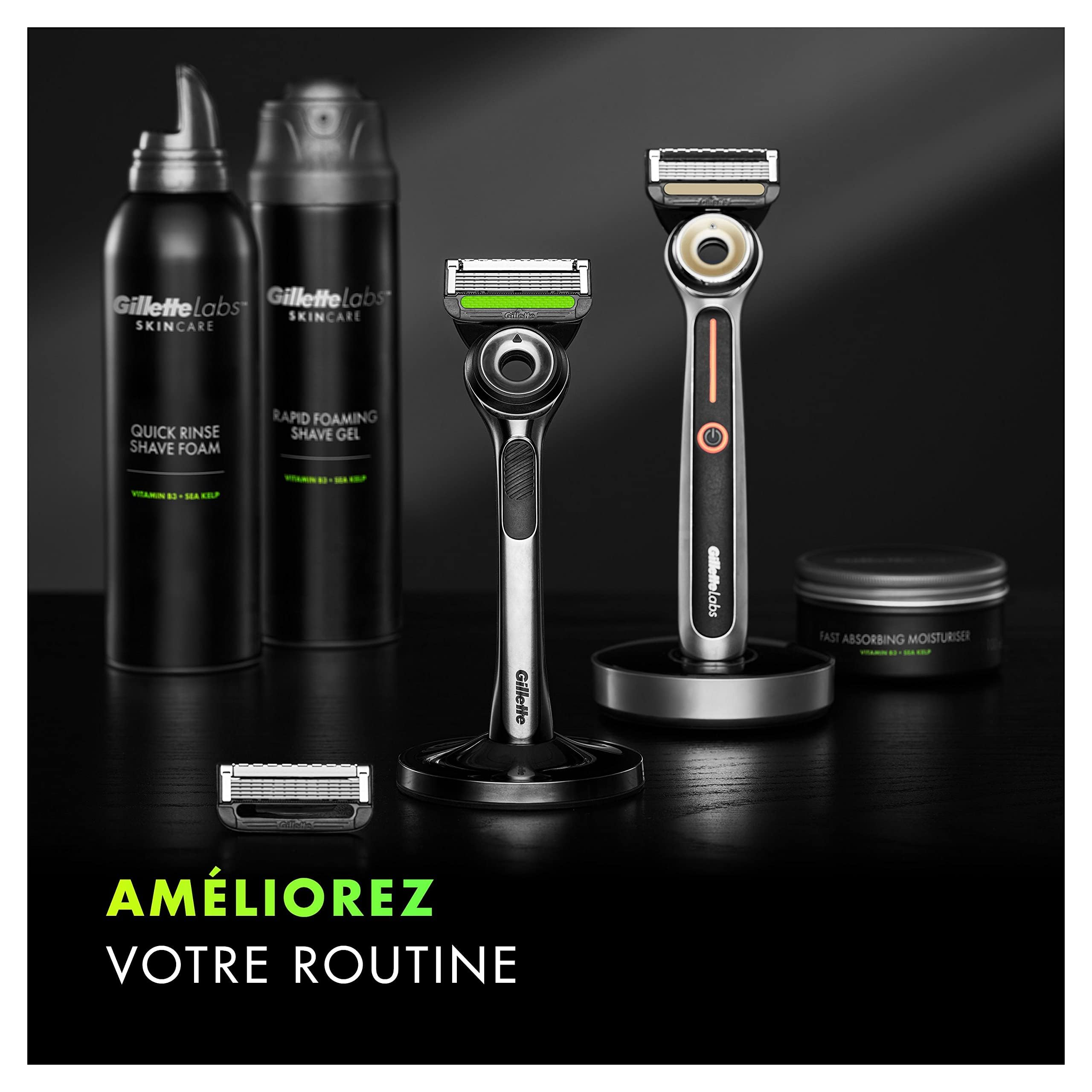 Gillette Labs Lames de Rasoir Homme, Pack de 9 Cartouches | Recharges Compatibles avec les Manches de la Série, en Acier Inoxydable, 1 Rechange Jusqu’à 30 Rasages
