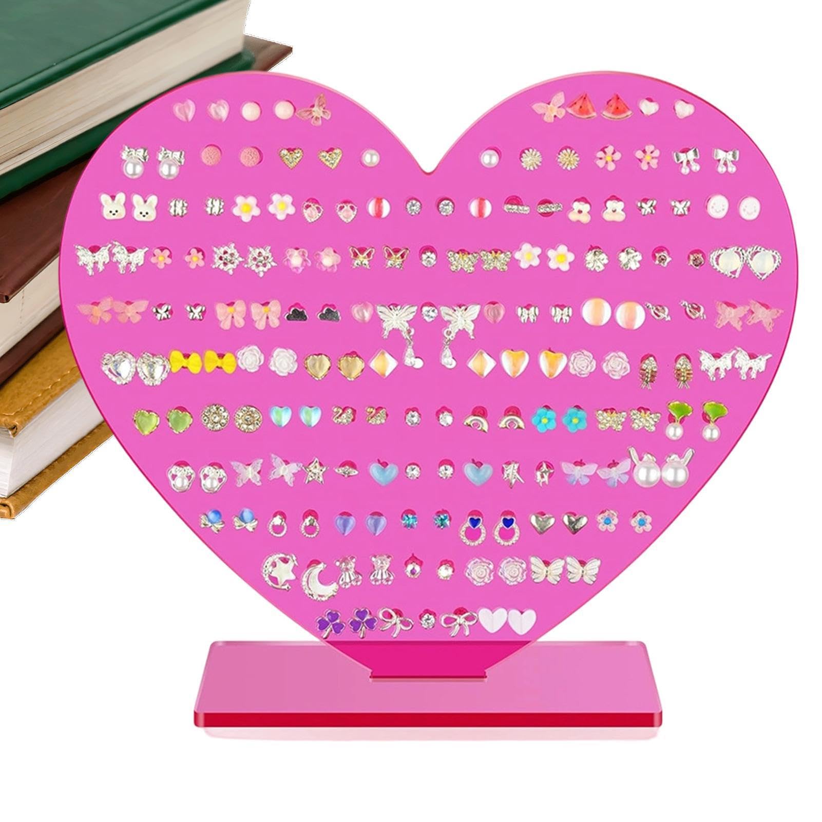 Porta pendientes con forma de corazón acrílico para exhibidor de boutique