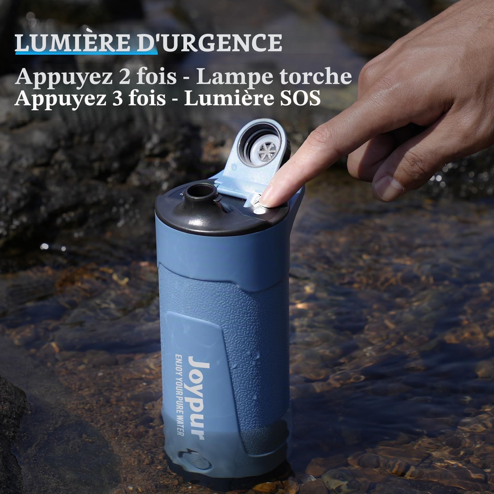 Bouteille d'eau avec filtre électrique - 650 ML Bouteille filtre à eau extérieure Bouteille d'eau portable avec filtre Bouteille avec pour le survie camping randonnée