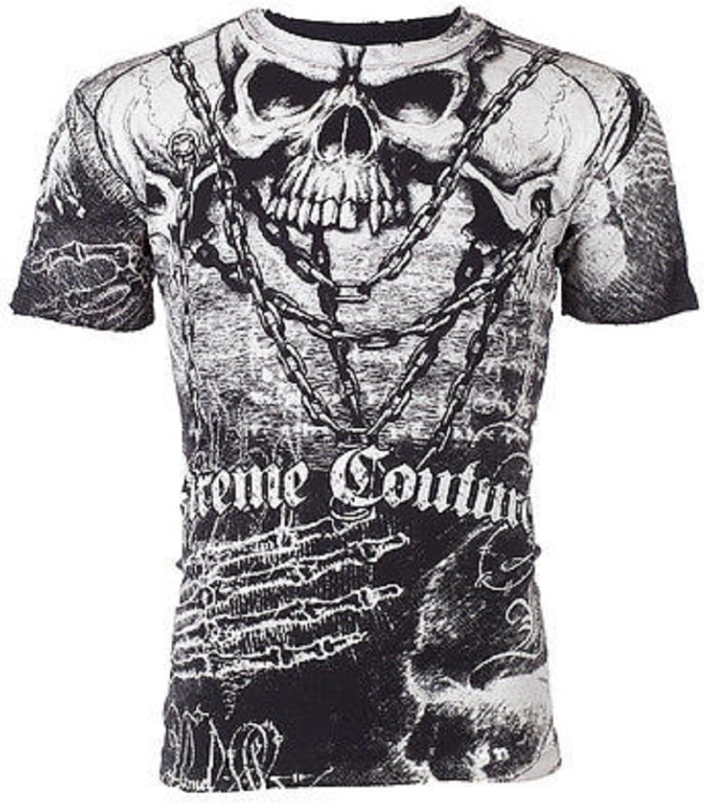 Affliction Xtreme Couture Mens T-Shirt Killer Skull Tattoo Biker