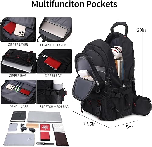 Miniatura 3 de Nerlion - Mochila de senderismo de 40 litros para hombres y mujeres, para campamento, impermeable, al aire libre, senderismo, mochila ligera (negro)