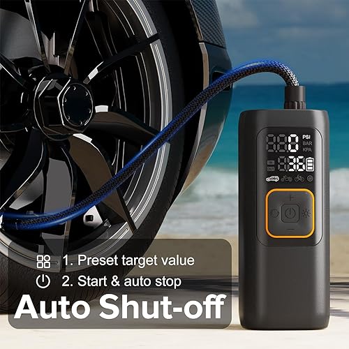 Miniatura 5 de Inflador de neumáticos, compresor de aire portátil, bomba digital de neumáticos de 200 PSI, bomba de aire inalámbrica para neumáticos de automóvil,