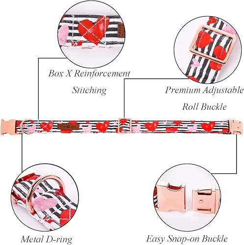 Miniatura 2 de Lionet Paws Collar de perro para niño, cómodo y ajustable, lindo collar a cuadros azules con hebilla de metal para perros machos, regalo mediano,