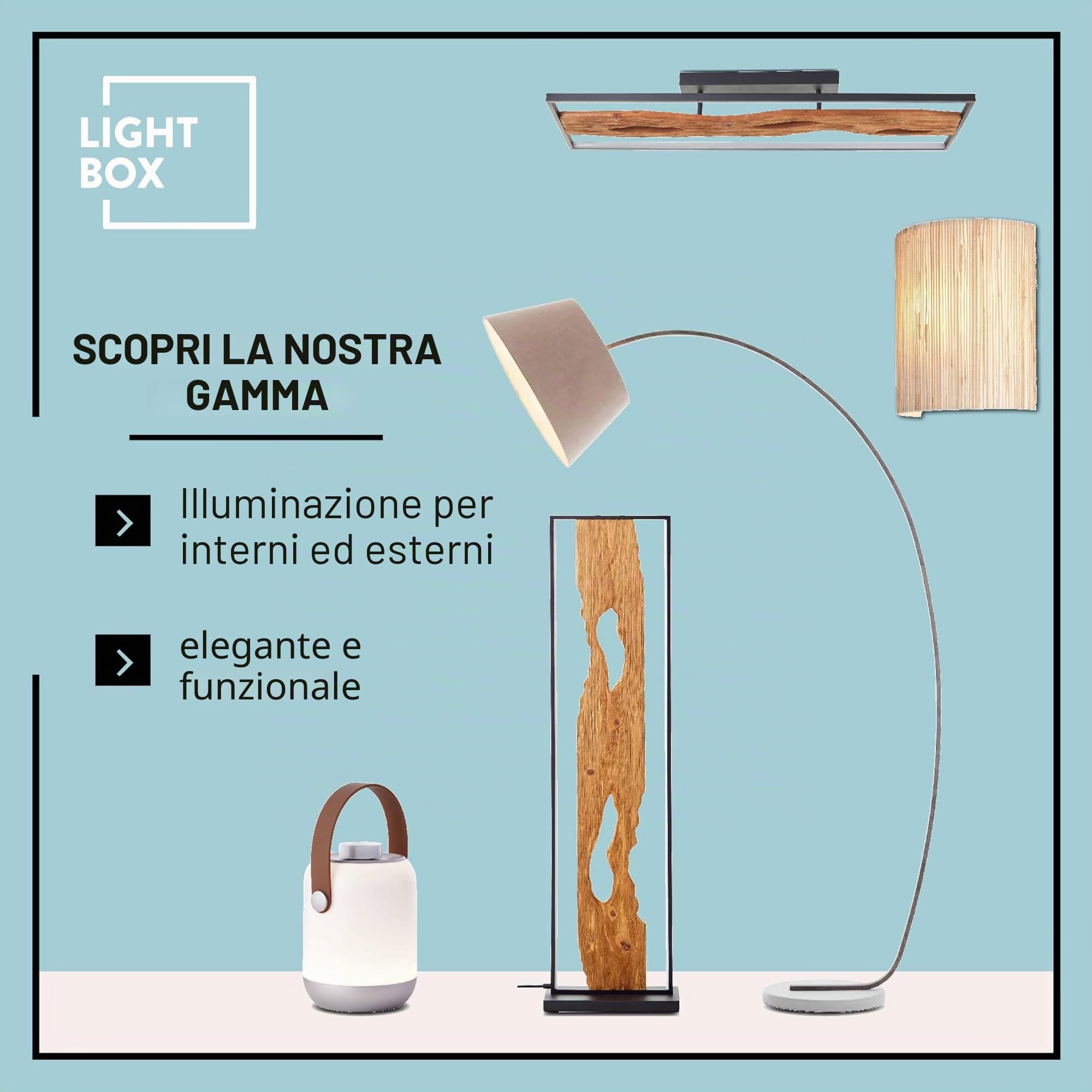 Lightbox Lampada da terra paralume decorativo in tessuto - 196 cm di altezza x 50 cm di larghezza - lampada da terra ad arco con interruttore a pedale e testa girevole - attacco E27 - in
