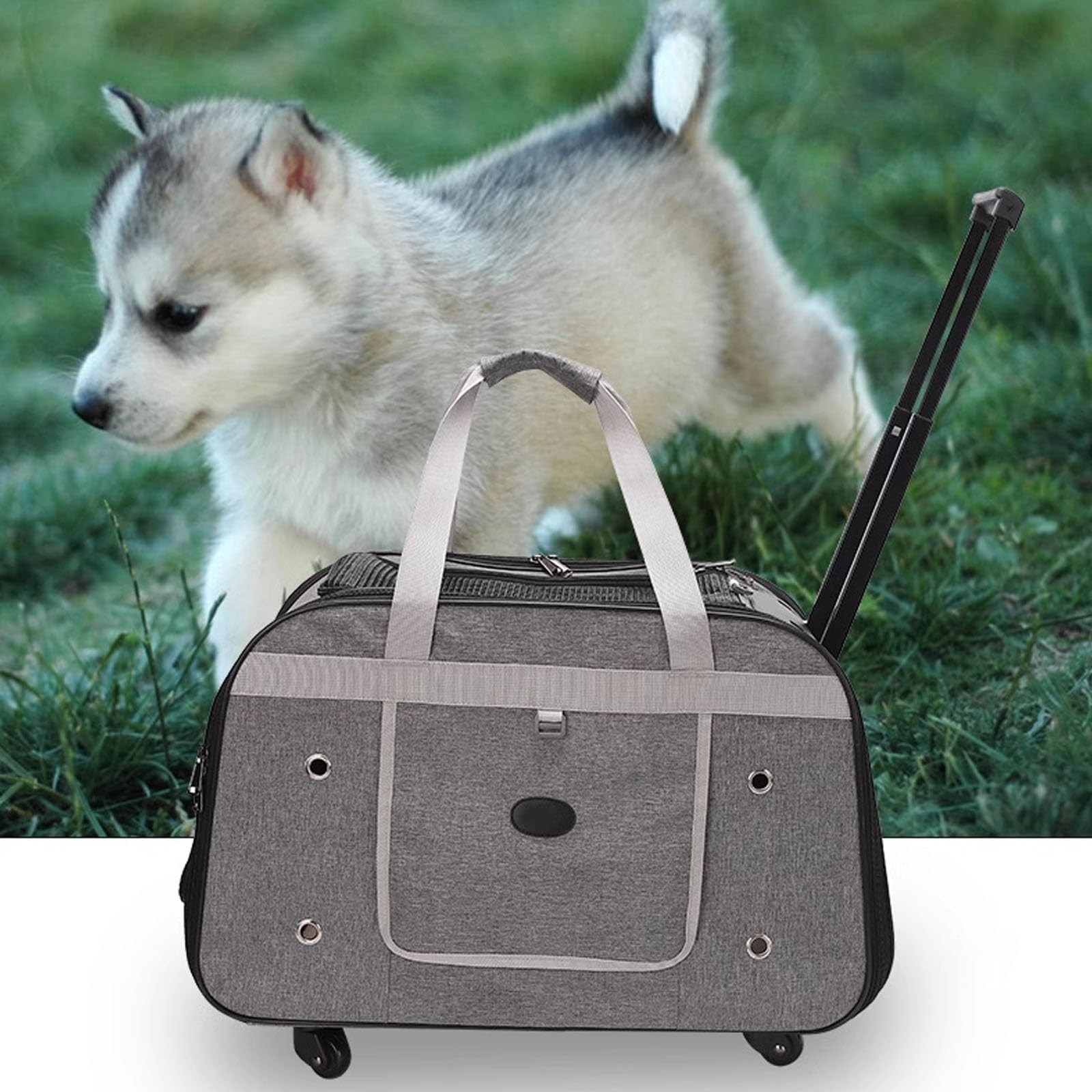 Mochila de Viaje para Mascotas con Asa Telescópica, Transportador de Viaje para Mascotas con Ruedas, Mochila para Gatos y Perros Pequeños de Viaje