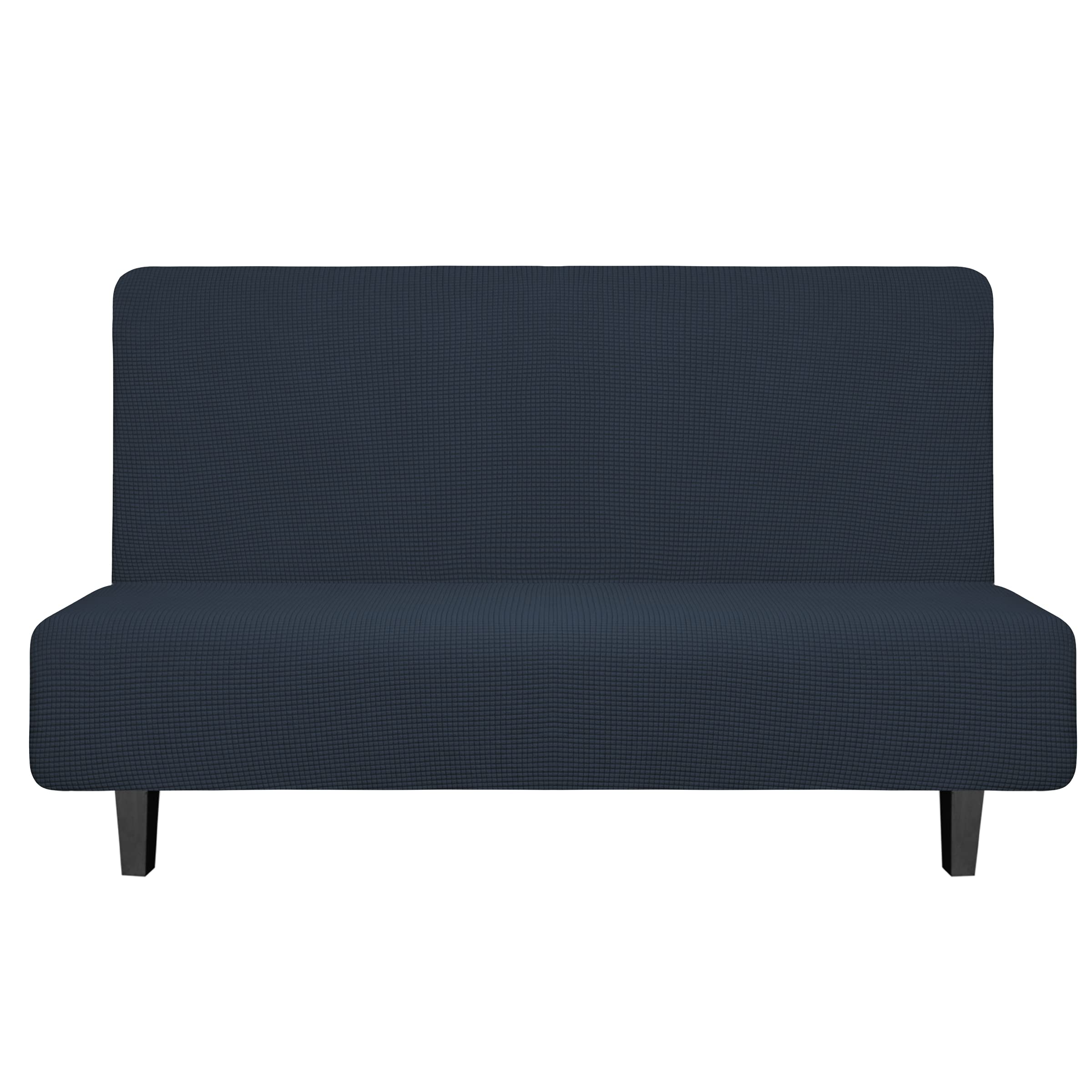 Easy-Going Stretch Medium Futon Slipcover Armless Futon Cover Dark Blue