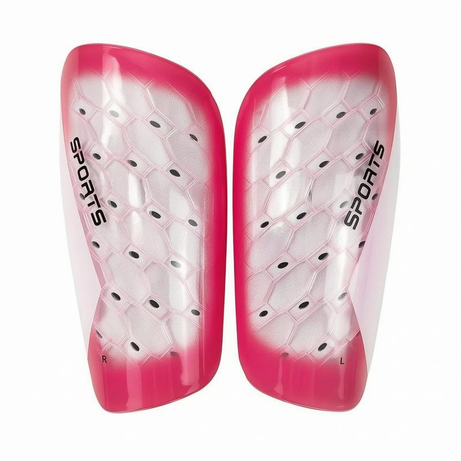 Translucent Shell Soccer Shin Guards Textured Inside Football Shin Guards Left and Right Marked Sports Protection Contoured, Pink, Children-image-28