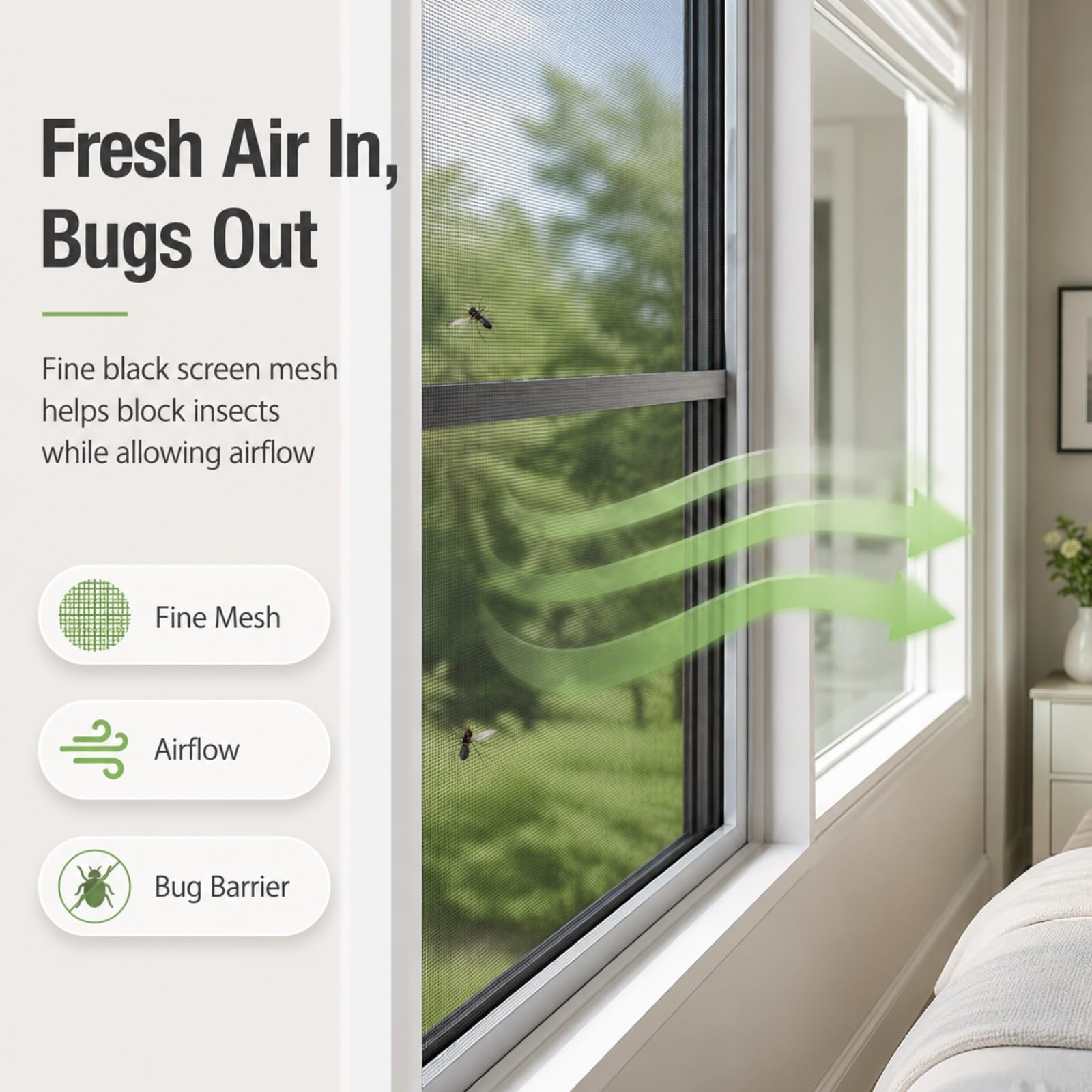 Insect Stop Klett Fliegengitter für Fenster, Fliegengitter Fenster Insektenschutz mit Klettband, Katzennetz für Balkon Ohne Bohren Pollenschutzgitter Fenster(Weiß,150x200cm,)