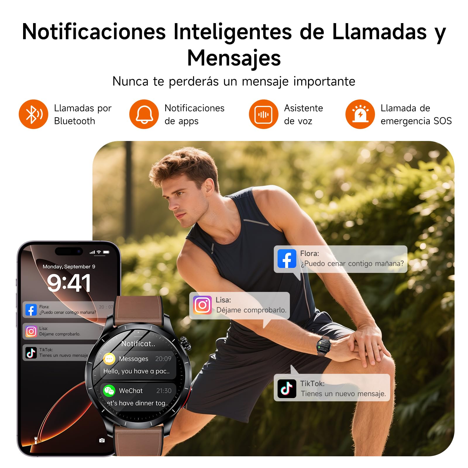 2026 Nuevo ECG Reloj Inteligente Hombre con HRV/BMI/Tension Arterial, 1.43“ AMOLED Smartwatch con 24H Pulsómetro SpO2 Temperatura Corporal Monitor de Sueño, Pulsera Actividad para Android iOS