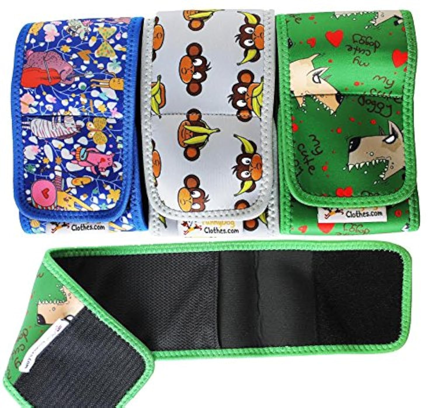 Set – 3 Stück Hund Windel für Stecker Bauchband Wiederverwendbar Waschbar Neopren für Kleine und Big Große Hunde, XXS - Waist 8" - 10", Blue, Grey, Green