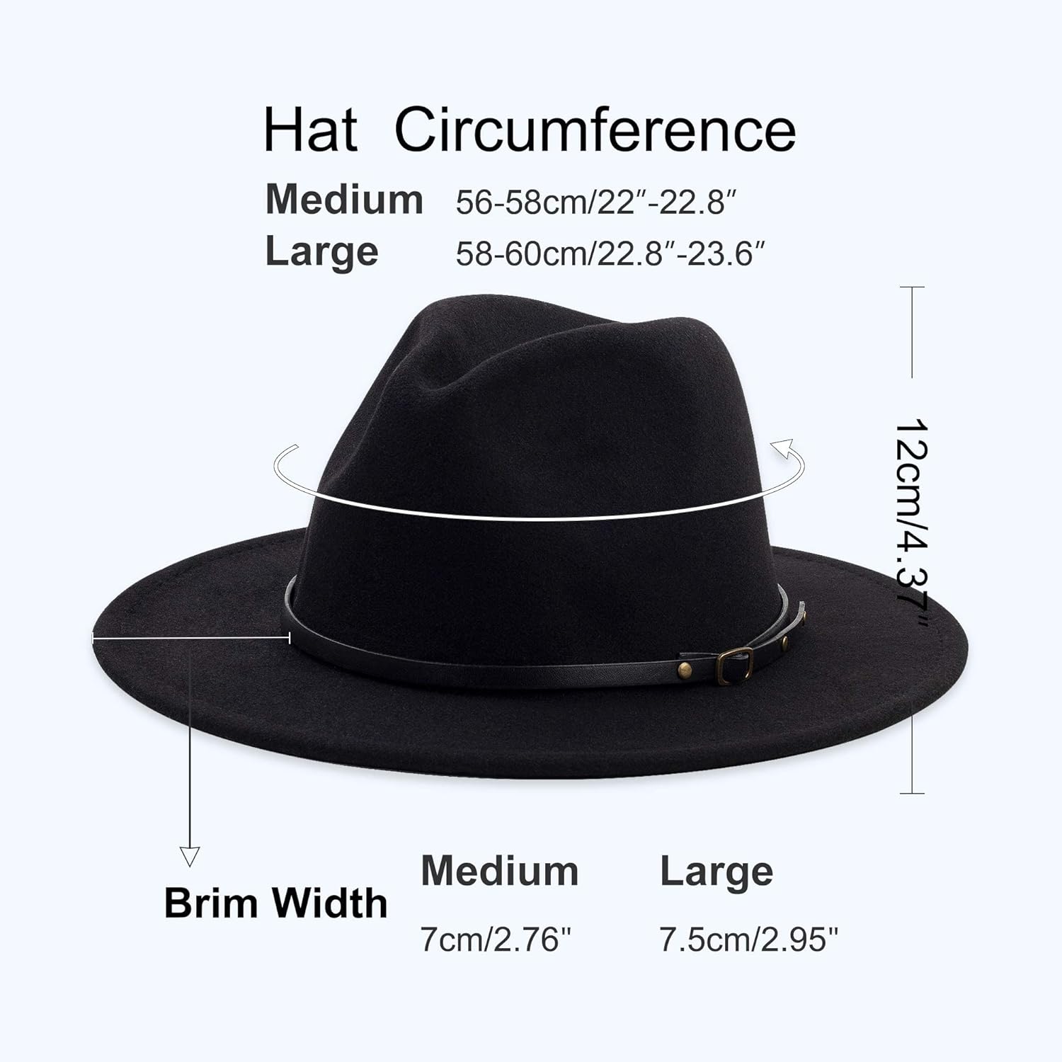 Wide Brim Fedora Hats for Women and Men Classic Felt Panama Hat Men's Two Tone Dress Hat with Belt Buckle - Image 2