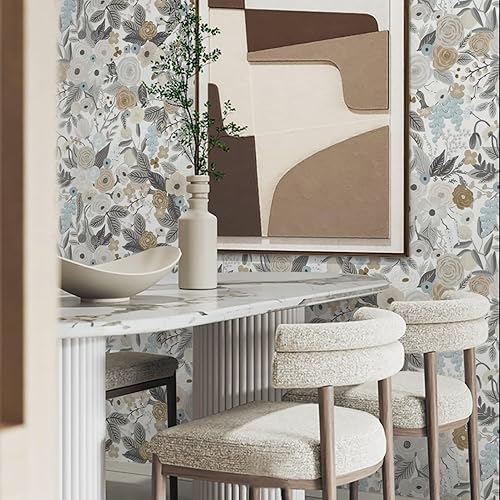 Miniatura 5 de Ismoon Papel tapiz floral de 15.6 x 78.7 pulgadas, autoadhesivo, extraíble, papel de contacto de acuarela para gabinetes, estantes, encimeras, rollo