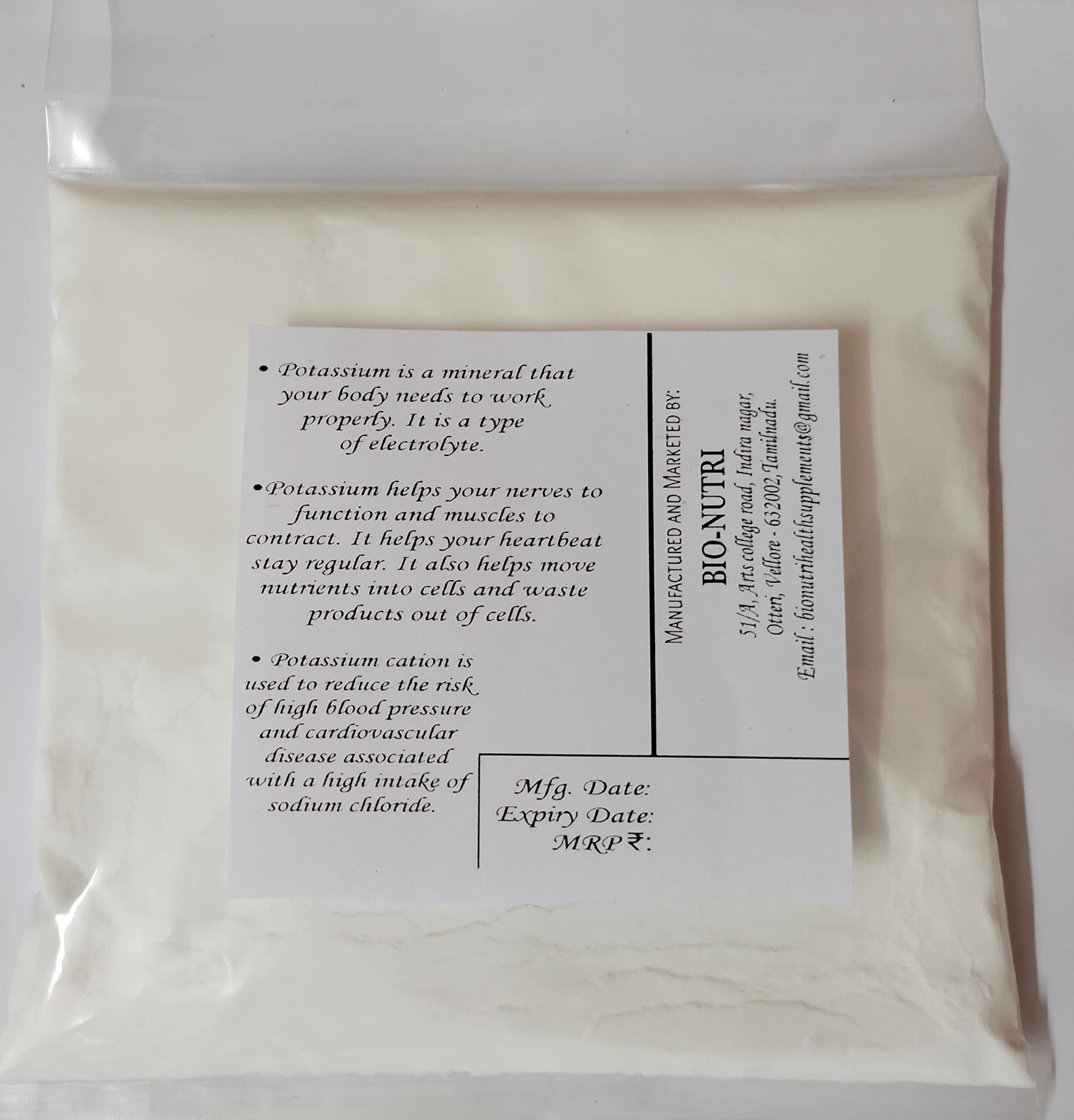 BIO-NUTRI KCL POTASSIUM CHLORIDE - Potassium supplement powder - 300g - 240 Servings (1.25 g measuring scoop provided). 3
