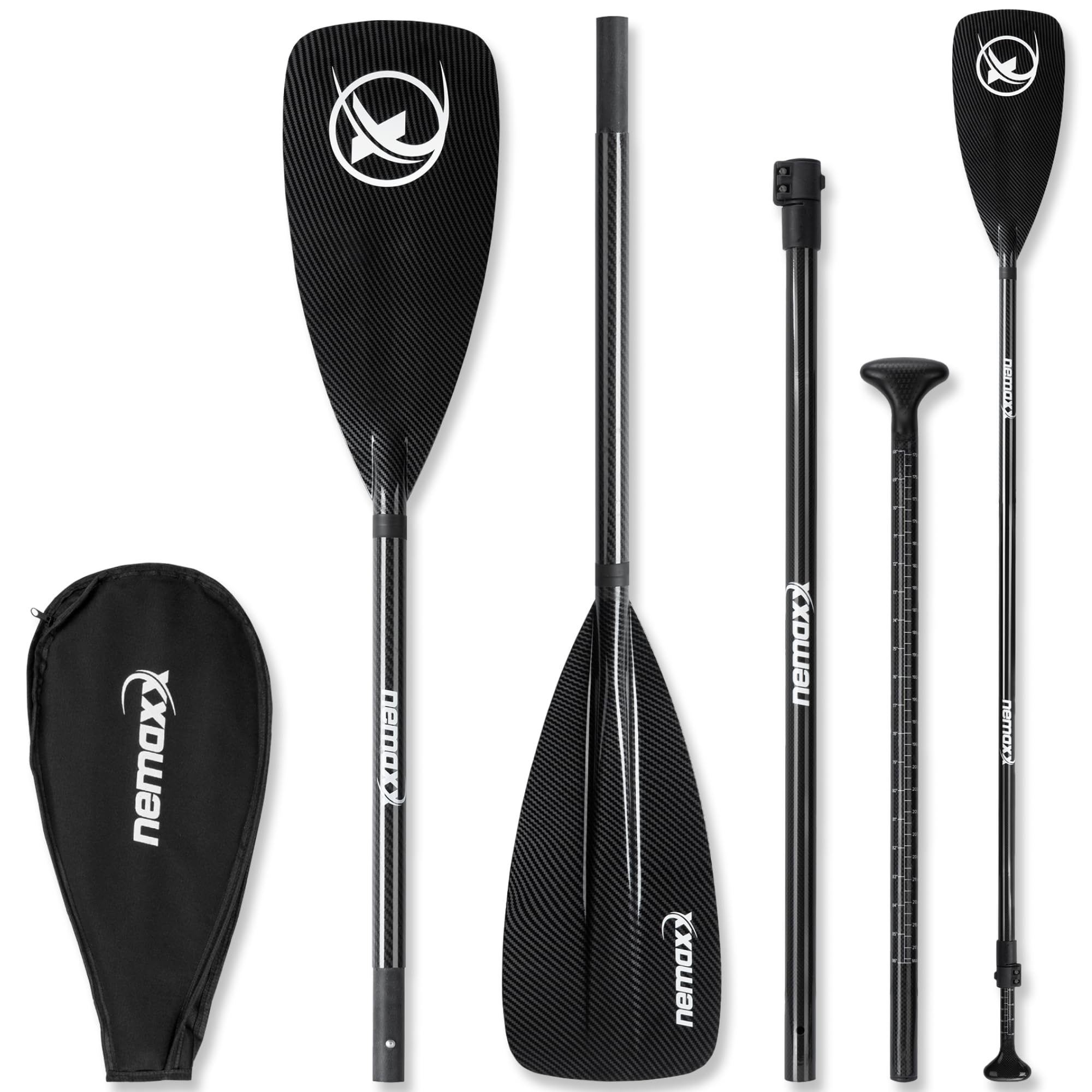 NEMAXX® pagaia SUP – 3 pezzi, telescopica regolabile, alluminio/carbonio, ultraleggera, sistema anti-twist/impugnatura ergonomica – per SUP, kayak, canoa e gommone (diversi modelli e lunghezze)
