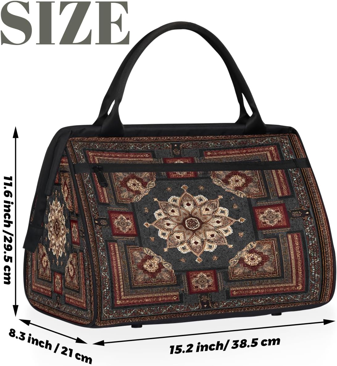 Overnight Weekender Bag for Men Women,Vintage Carpet Texture Travel Duffel Bag Waterproof Carry On Sports Gym Bags Luggage for Traveling Yoga Camping Airplane Hospital,A-06