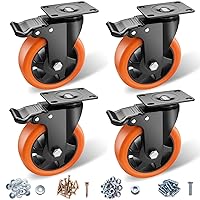 Vista 12 de Ruedas giratorias, Ruedas giratorias de 4", Juego de ruedas giratorias de 8 unidades resistentes - ASRINIEY Ruedas giratorias de poliuretano negro