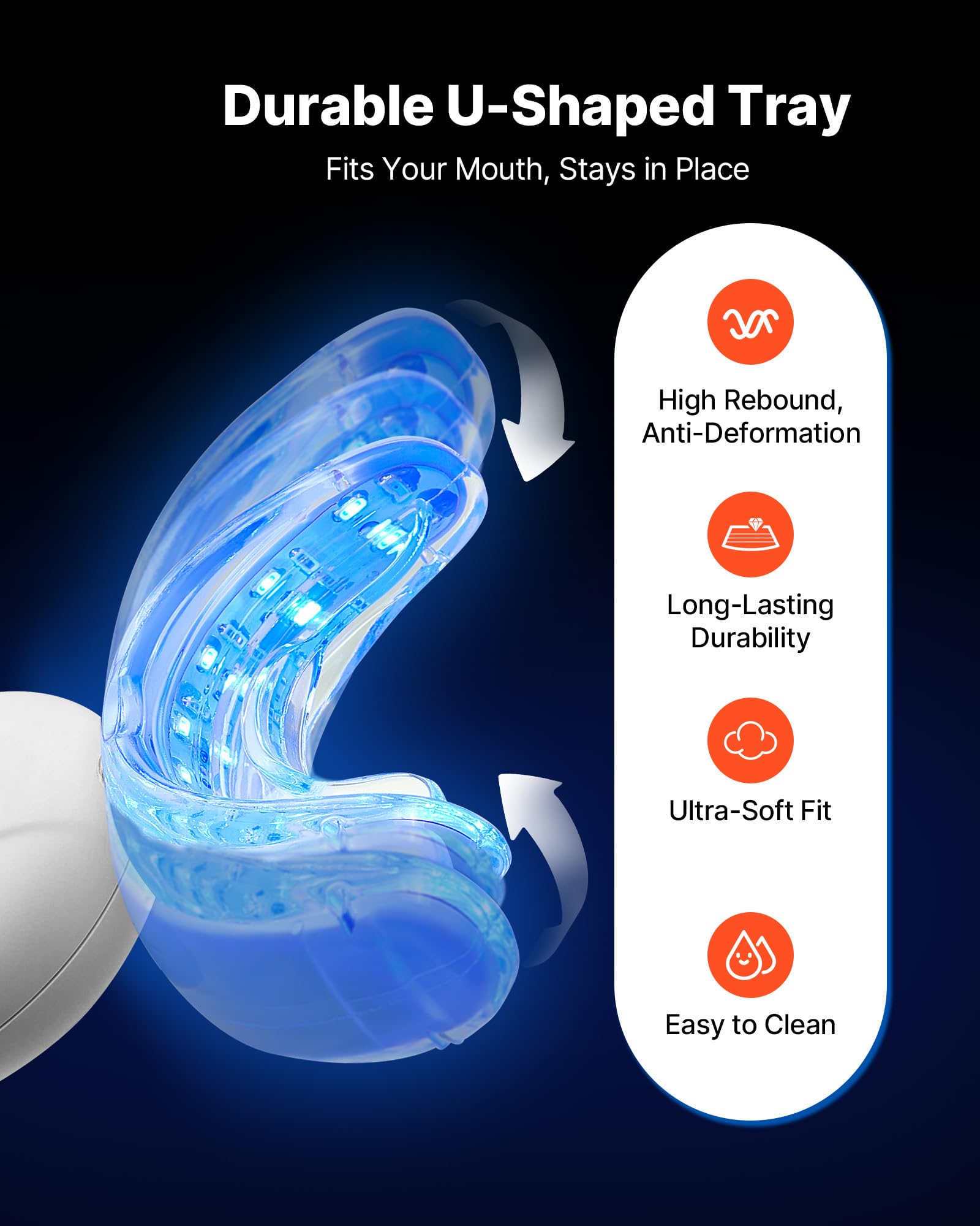 VEVOR Kit de Blanqueamiento Dental, con 32 Luces LED Aceleradoras, Jeringa de Gel, Gel Desensibilizante y Bandeja en Forma de U, Blanqueador Dental Portátil Para Eliminar las Manchas Difíciles