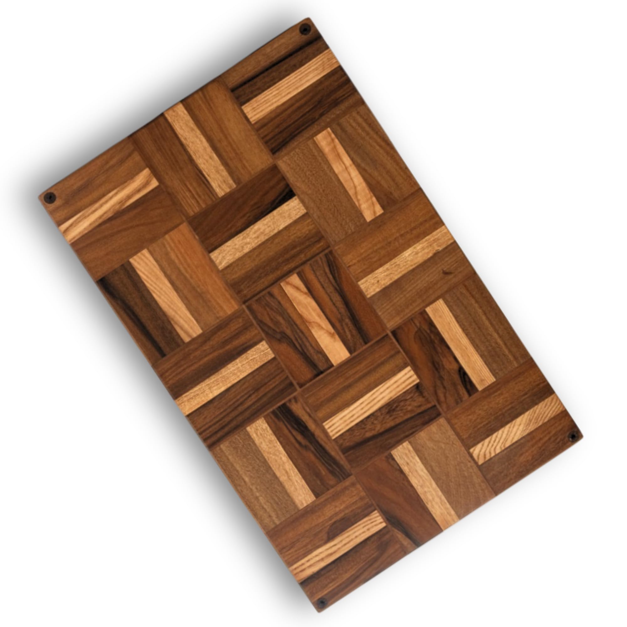 Tabla de cortar de madera maciza de nogal y roble con asas, tabla multiusos grande para cortar, embutidos, servir y exhibir, granos de borde de contraste ricos. Tabla de cortar