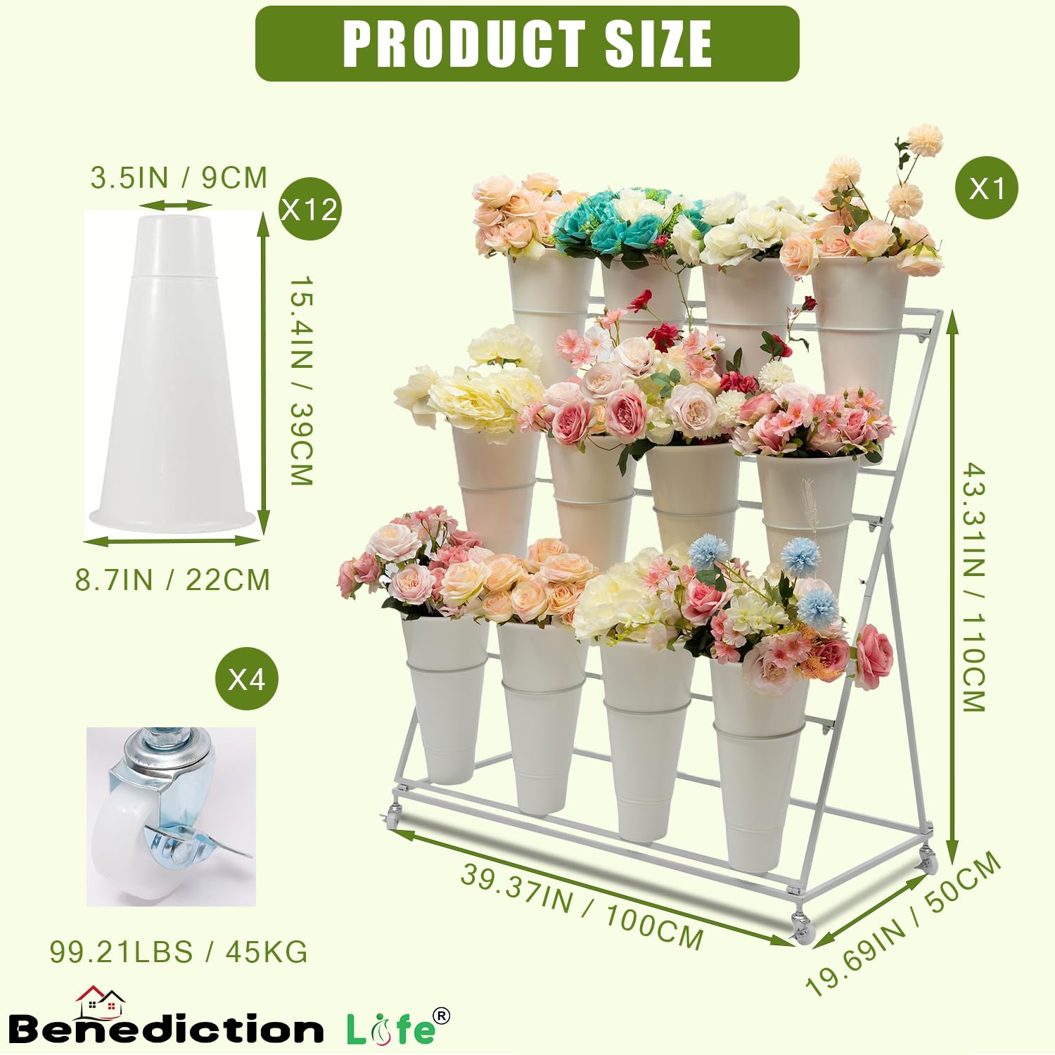 XXXFLOWER Wandhangend kweekstation met 3 gelaagde houten standaard, 21