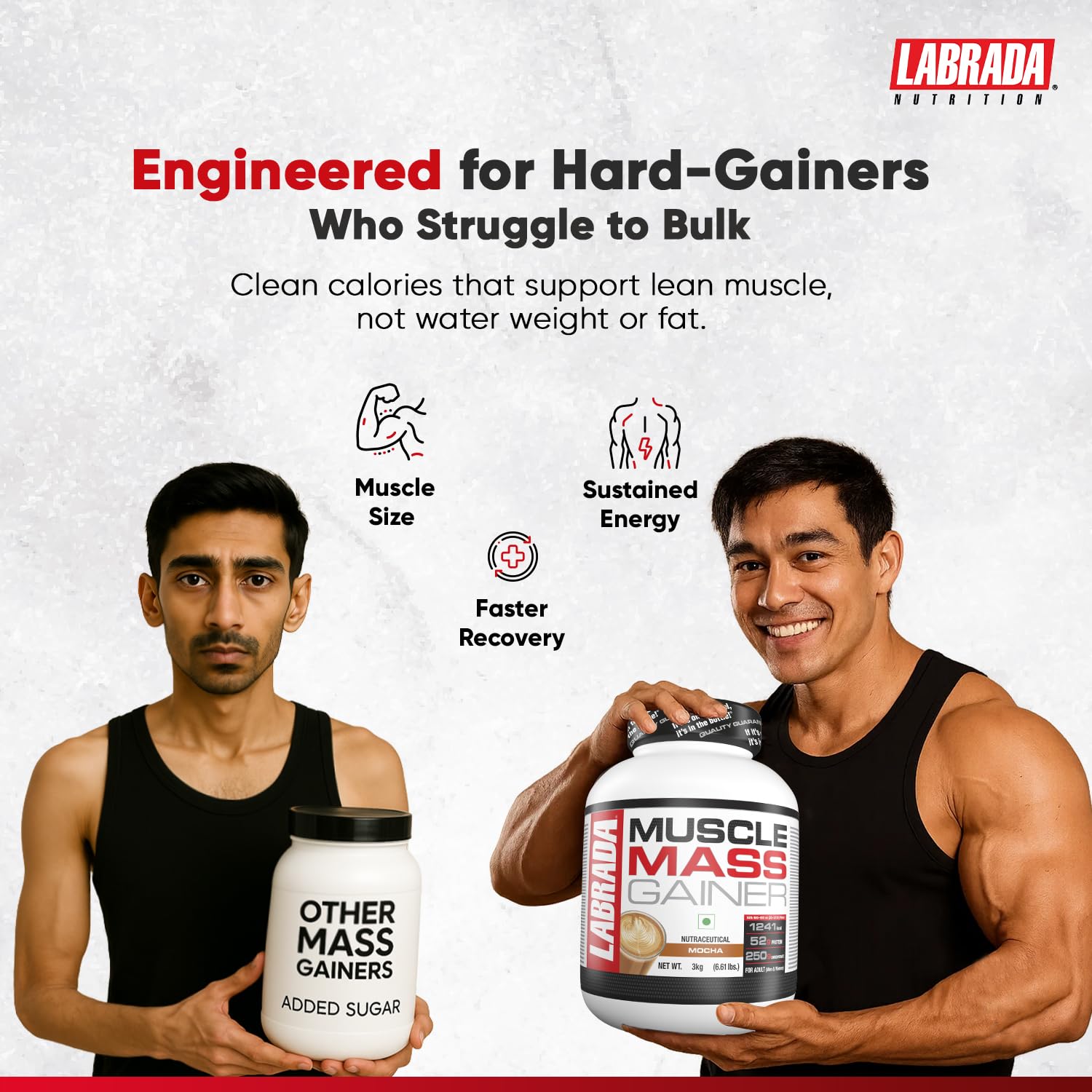 Labrada Muscle Mass Gainer | 52g Protein, 250g Carbs, 1g Creatine per Serving |Weight Gainer Powder, 3 kg Mocha — Amazon image 4
