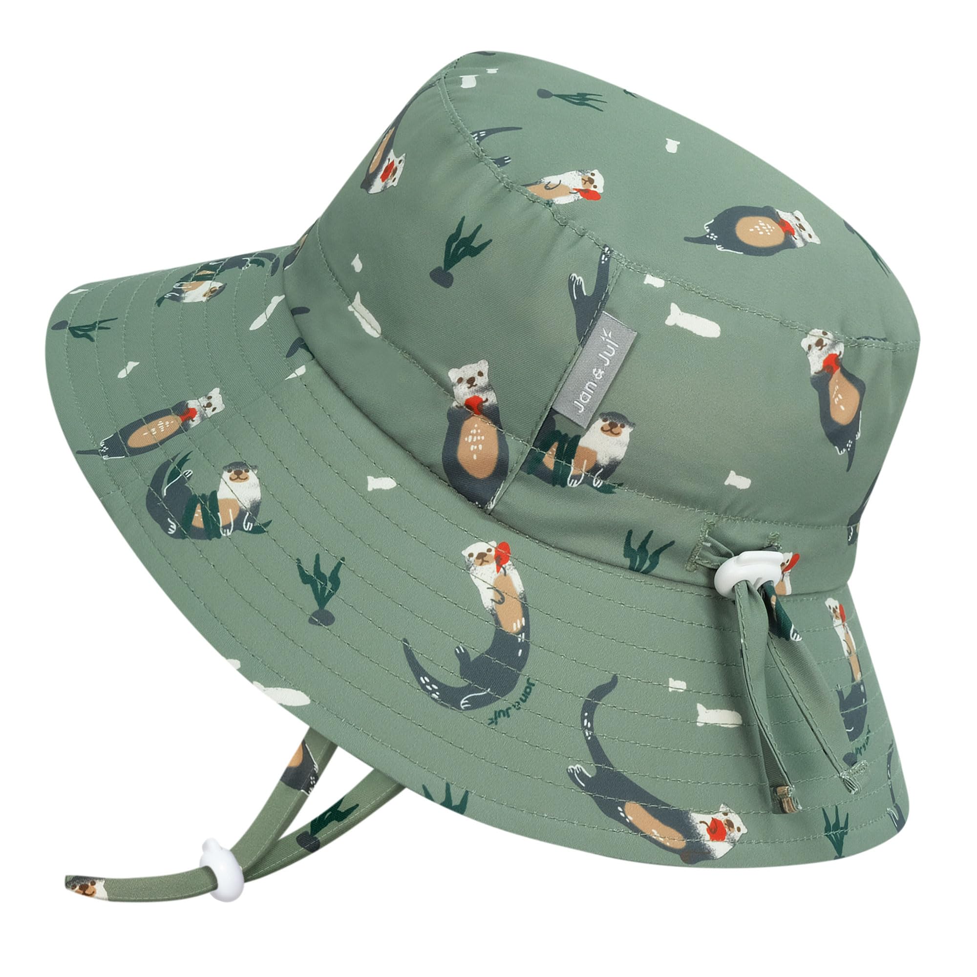 JAN & JUL Quick Dry Bucket Hat for Swimming, Beach Hat with Sun Protection for Toddlers (M: 6-24 Months, Otter)