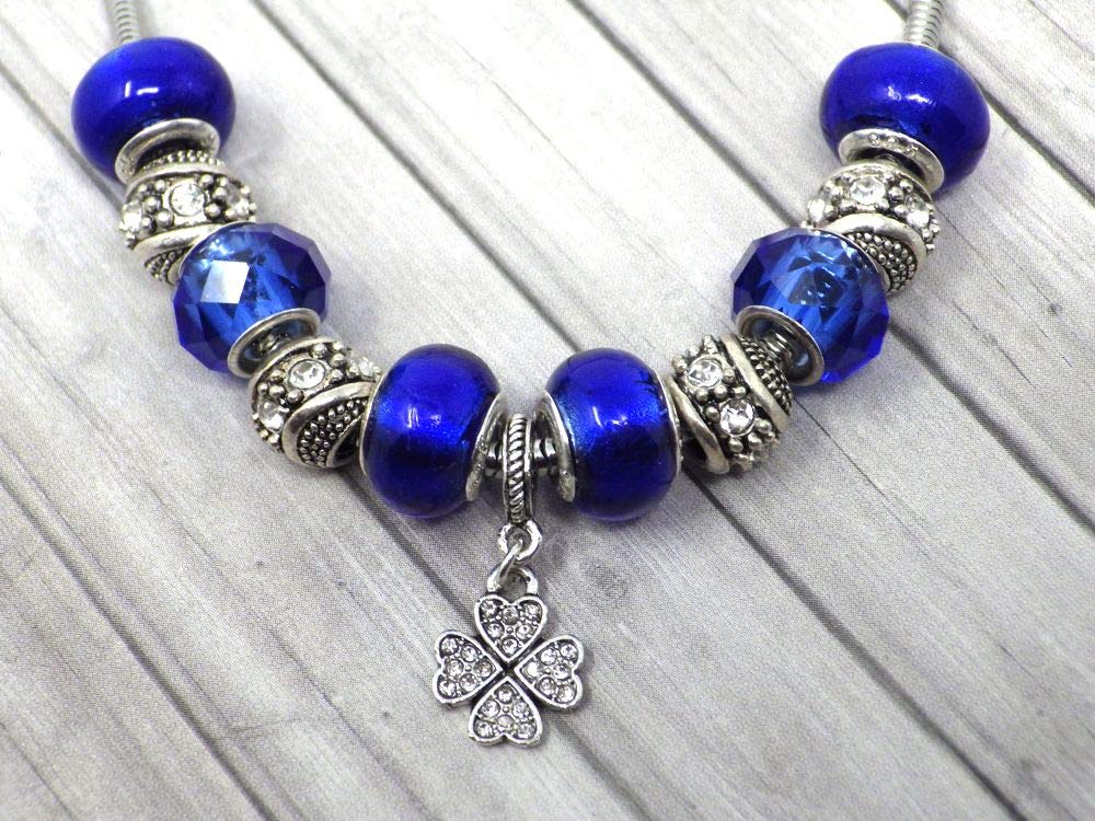 Parure mujer de acero inoxidable con collar charms pulsera a juego y colgante trébol con cristales
