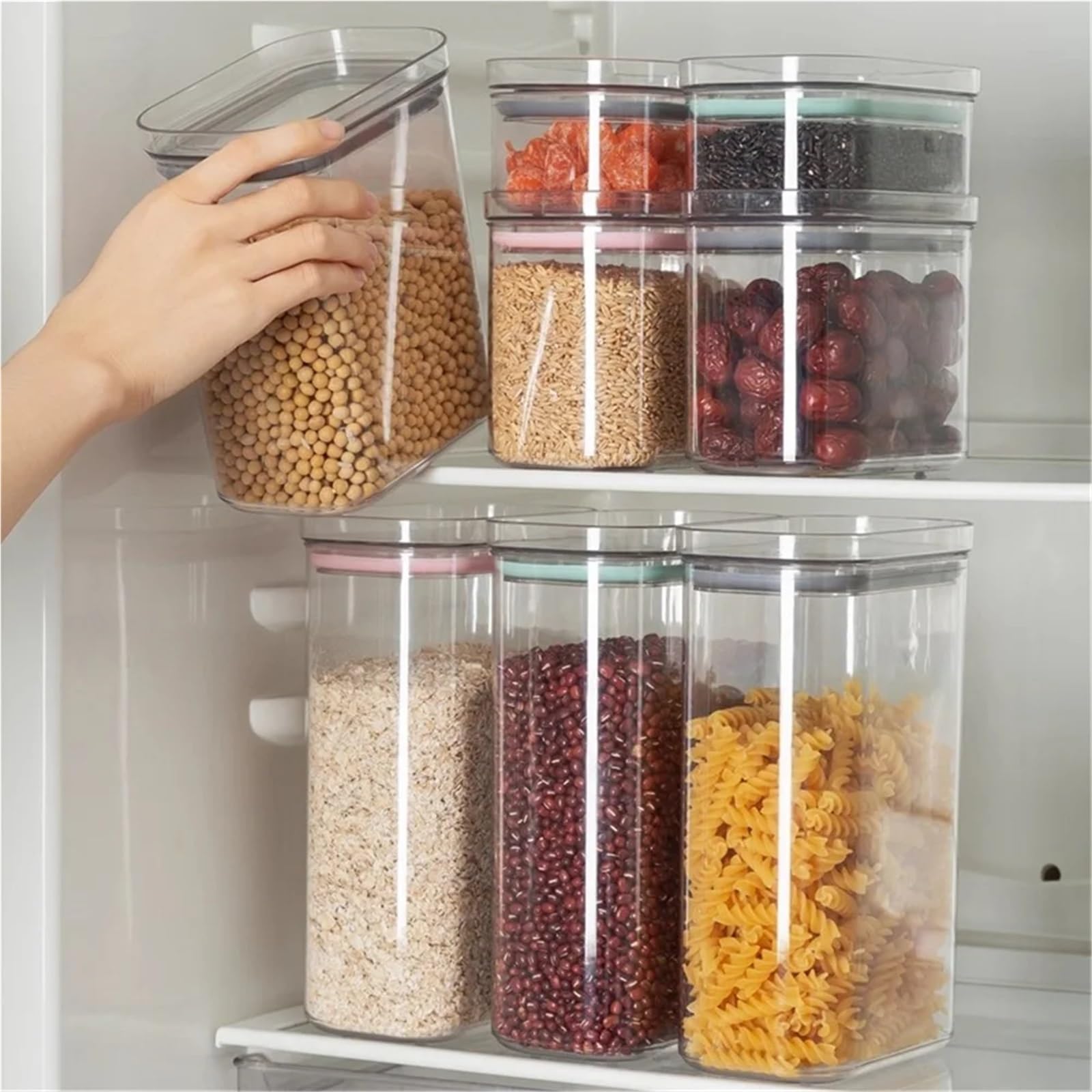 Barattolo sigillato, contenitore ermetico for cereali, pasta, organizer da cucina for la casa per Cibi, Farina, Cereali