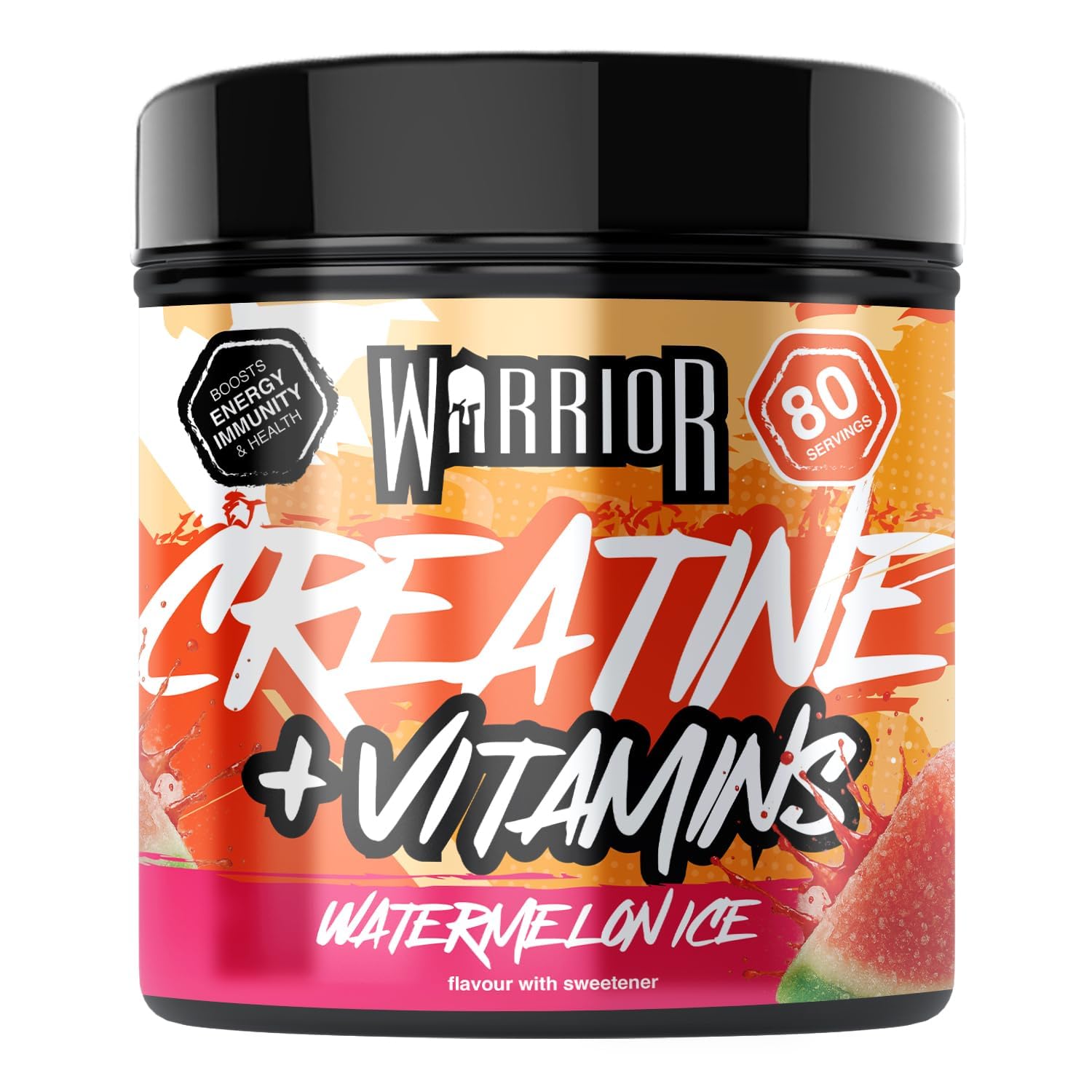 Warrior Creatine Monohydrate 360g (80 Servings) – Creatine Powder + Multivitamin with Magnesium & Vitamin D – All-in-One Gym & Sports Performance Formula for Strength, Muscle & Energy – Watermelon Ice