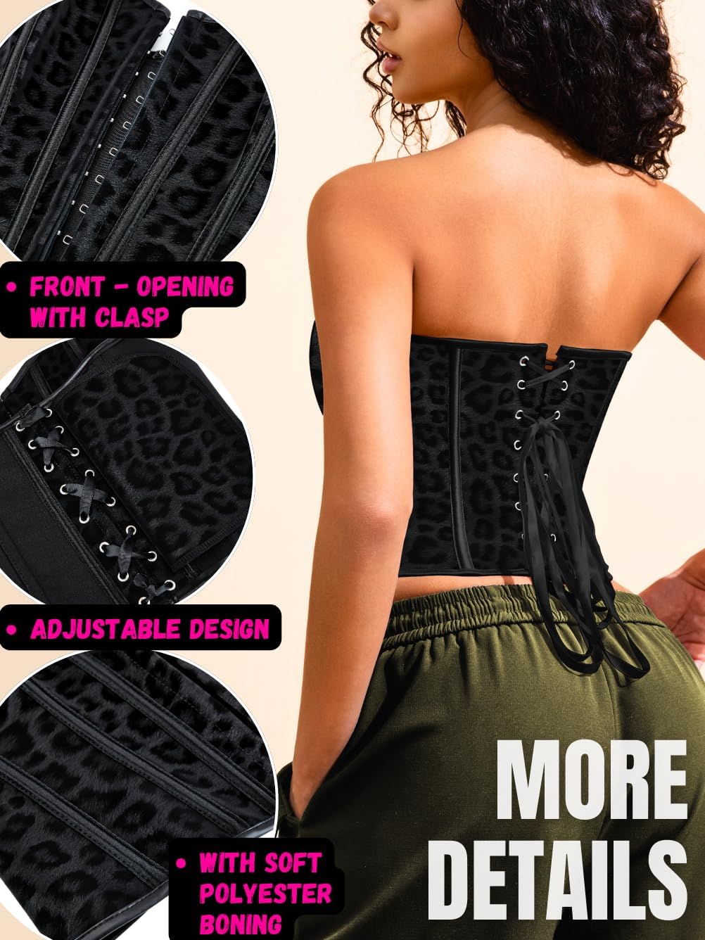 ChiaoLezhee Sexy Strapless Corset For Women, Lace Up Backless Crop Tube, Going Out Bandeau Top