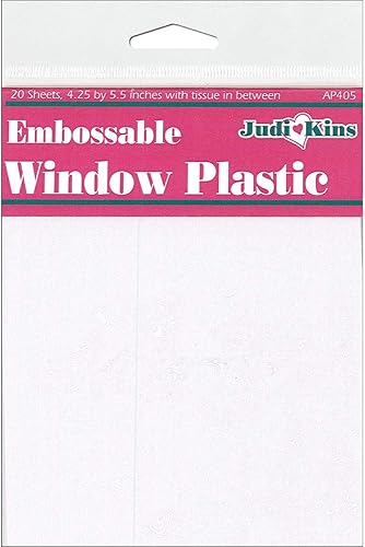 Judikins, láminas de plástico, ventana repujada, 4,25 pulgadas x 5,5 pulgadas, transparentes, 20 unidades