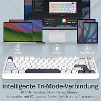 HUO JI Vezeték Nélküli Gaming Mechanikus Billentyűzet 81 Gombos RGB Háttérvilágítás 4000mAh Akkumulátor Fehér 8