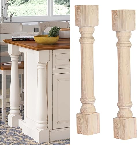 Miniatura 8 de Columnas de gabinete talladas de madera acanalada de 35 12 pulgadas de alto, 5 pulgadas de ancho, 5 pulgadas de profundidad, 2 patas de repuesto