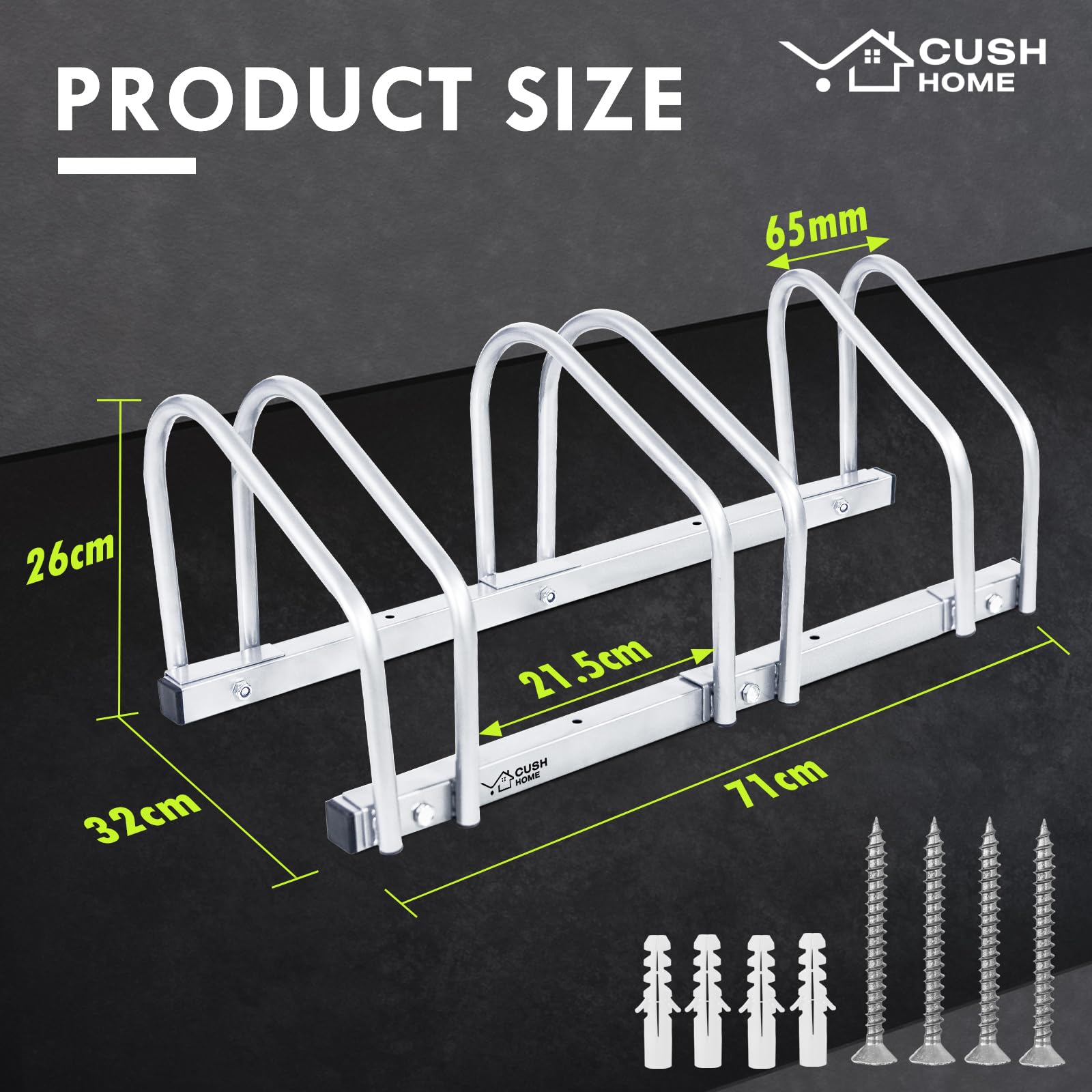 CCLIFE Stojak na 3 rowery o szerokości opon do 55 mm, żelazny uchwyt rowerowy 71 x 32 x 26 cm