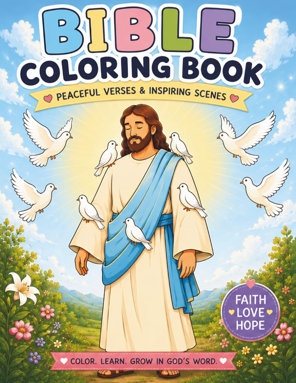 Bible Coloring Book for Kids: Peaceful verses and Inspiring Coloring Scenes