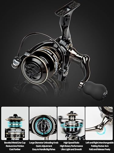 Miniatura 4 de Kit de caña de pescar para adultos de 6.89 pies de fibra de carbono plegable y carrete combo carrete giratorio señuelos anzuelos bolsa de línea