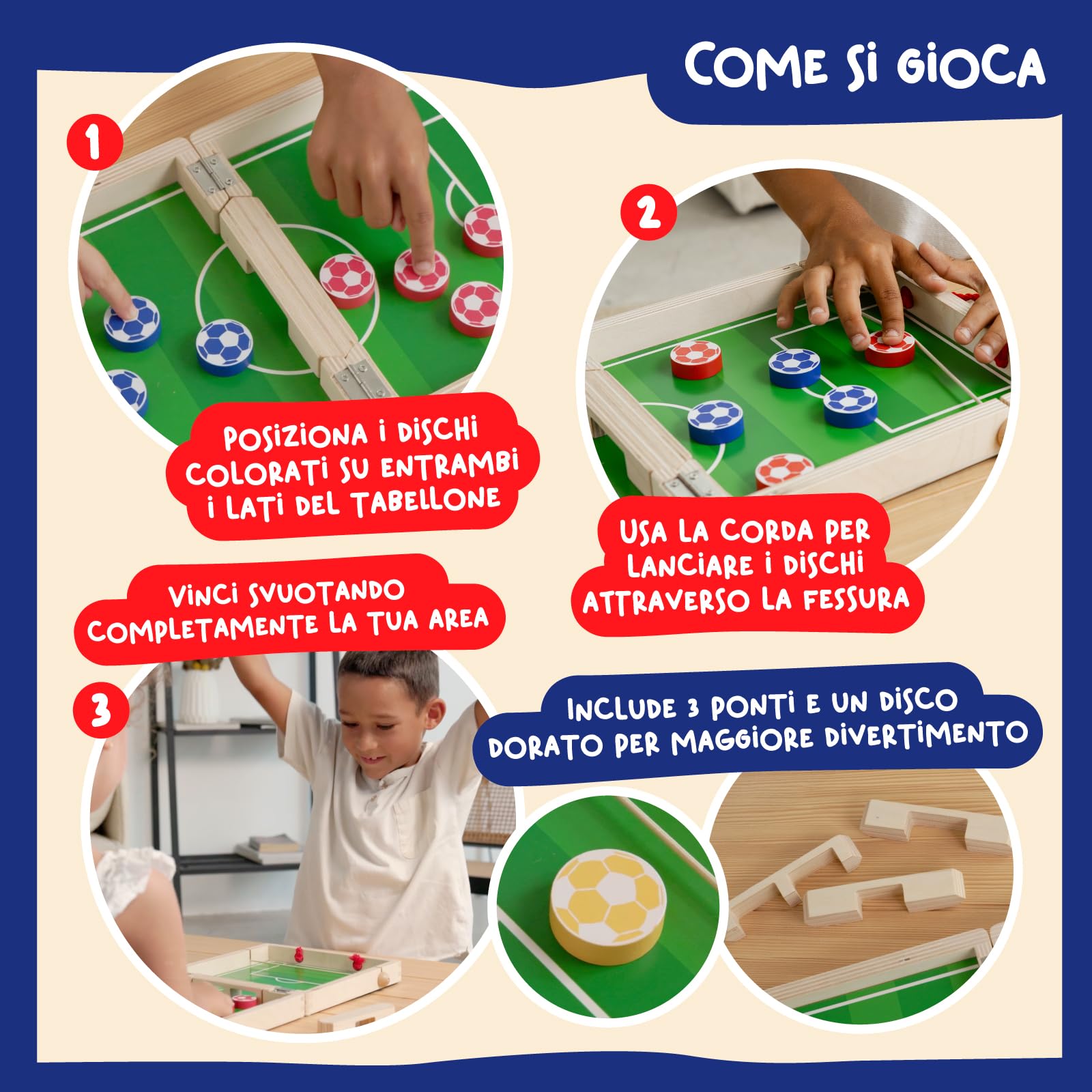Nene Toys Sling Goal – Gioco da Tavolo Familiare per Bambini dai 4 Anni e Adulti – Stile Calcio Balilla in Legno – Gioco di Calcio da Viaggio, Interni ed Esterni – Regalo Bambino e Bambina 4–12 Anni