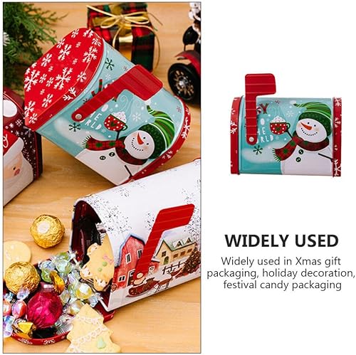 Miniatura 2 de UPKOCH Contenedores de almacenamiento de hierro para galletas de Navidad, tarro de dulces, latas de dulces de Navidad, cubierta de poste,