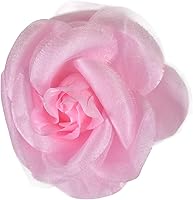 Vista 7 de Broche Multifuncional para Mujer con Flor Rosa de Pétalos Transparentes Pin Clip para Cabello
