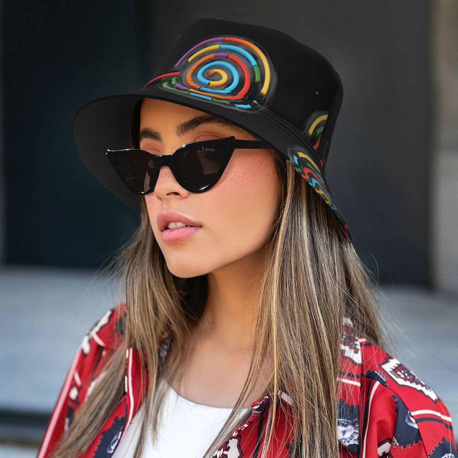 Colorful Maze Prints Summer Outdoor Travel Bucket hat, a Beach Sun hat Suitable for Both Men and Women