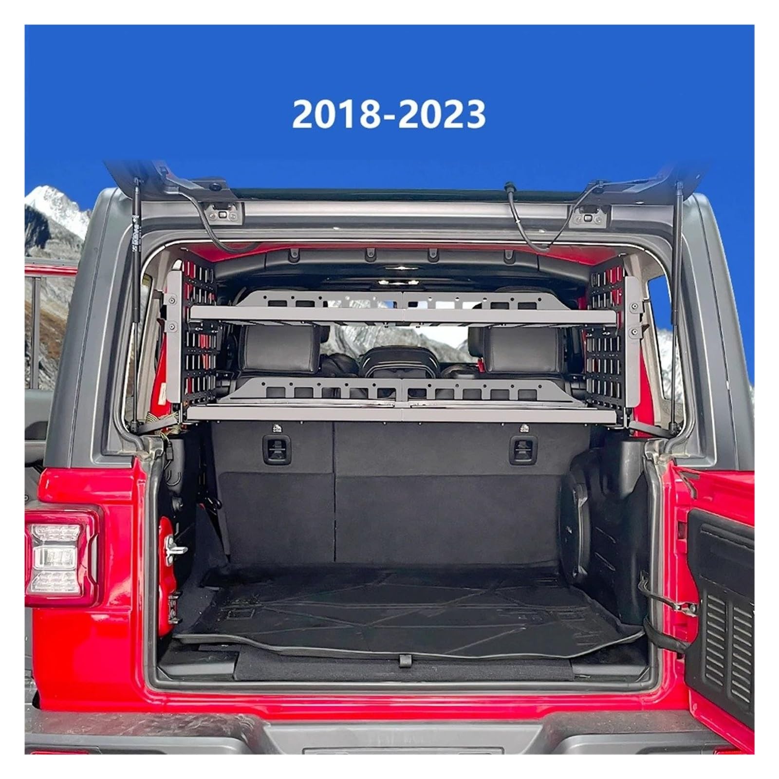 Cofano Bagagliaio Hardtop Pannelli Stoccaggio Modulare Tronco in Alluminio Scaffale Interno Bagagli Carrier per Jeep per Wrangler JL 2018-2023 4 Porte Cover Telo Sicurezza(5)