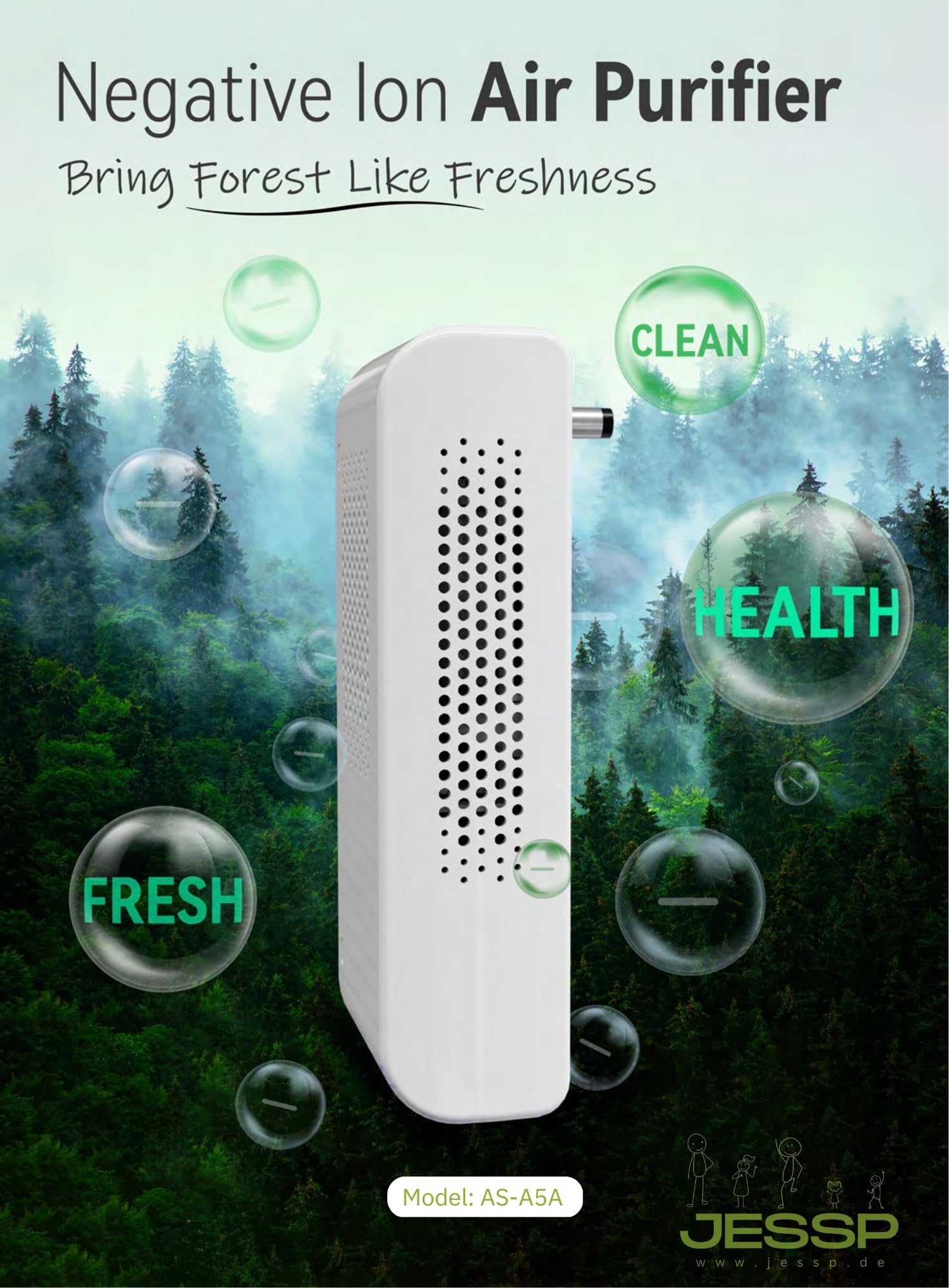 Purificatorearia con ionizzatore e controllo app: filtro Eco Smart G3+F7, rimuove polvere, polline, odori, virus, per aria pulita a casa e in ufficio