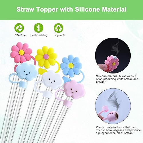 Miniatura 5 de Kynup Popote (paquete de 6), cubierta de popote (6 unidades) para vaso Stanely de 40 onzas, material Tritan reutilizable, tapa de paja de material