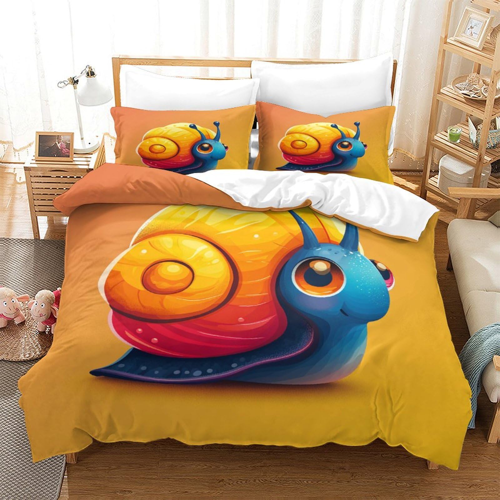 Ensemble de literie escargot 3d en microfibre douce avec housse de couette super king