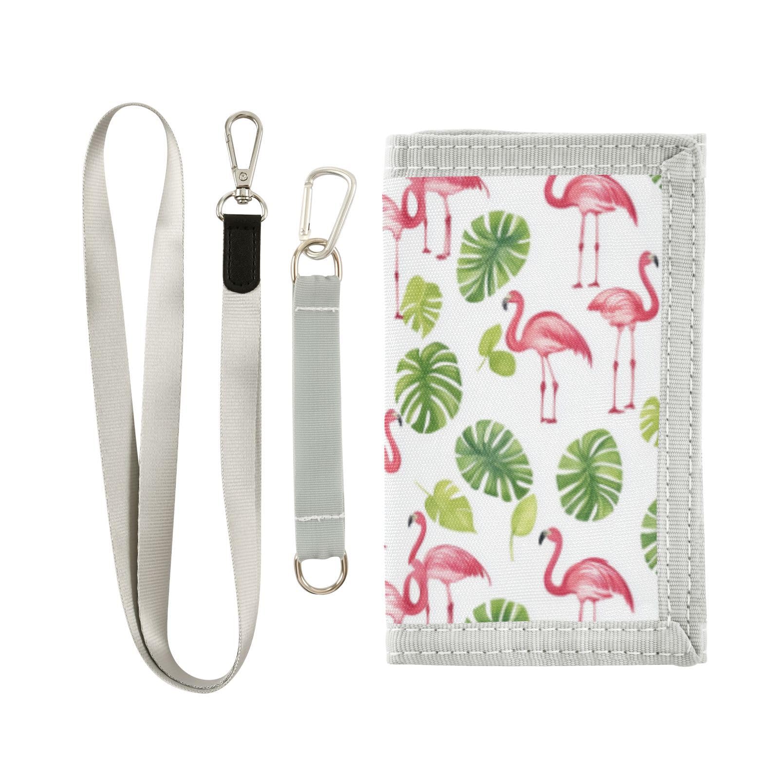 Wusikd Pink Flamingos Leaves Kids Wallet for Boys Girls Watercolor Toddler Trifold Wallet Novelty Wallet for Teens Women Men