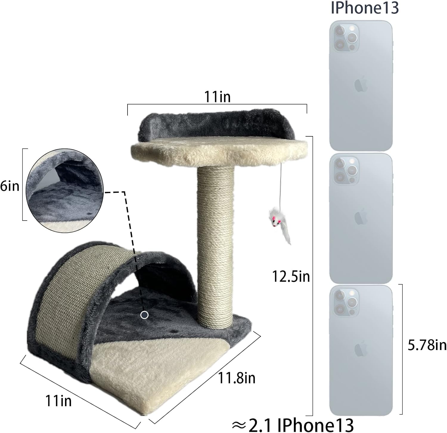 review Fhiny Kitten Scratching Post, Cats Scratcher Tree with Cave Cat Tower and Condos Natural Sisal Post with Perch Platform&Toys for Indoor Cats Claw Activity Center for Small or Medium Pets Kitties